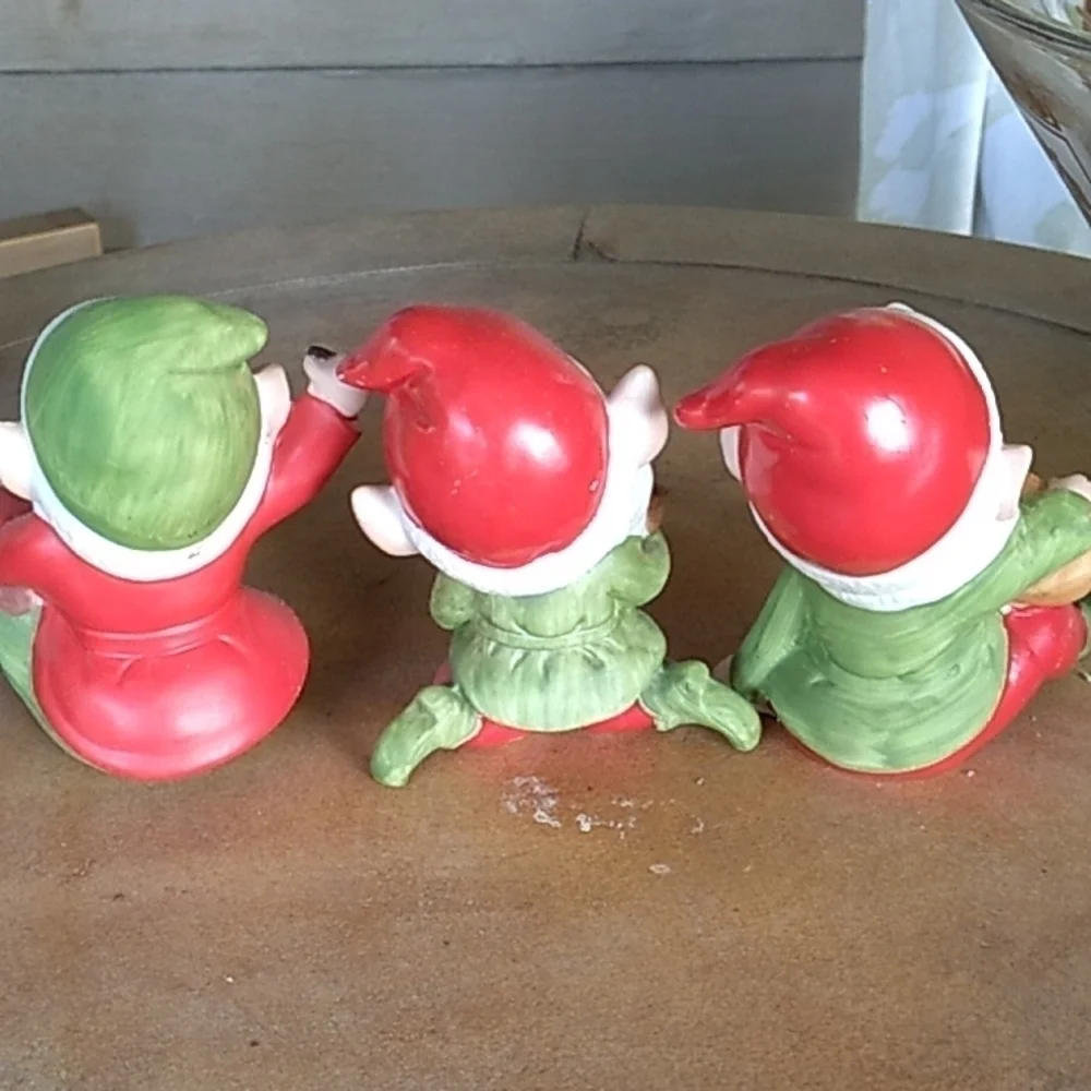 Vintage 1980s Homco Home Interiors Christmas elf figurines 5618